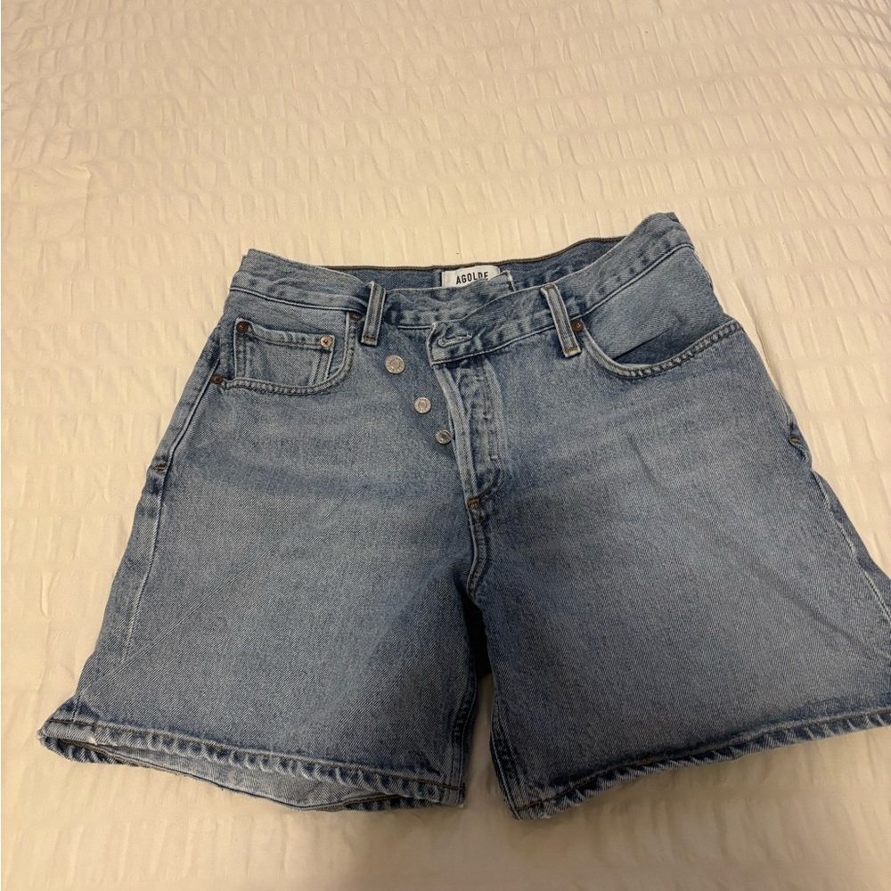 Agolde Light Blue Jean Shorts